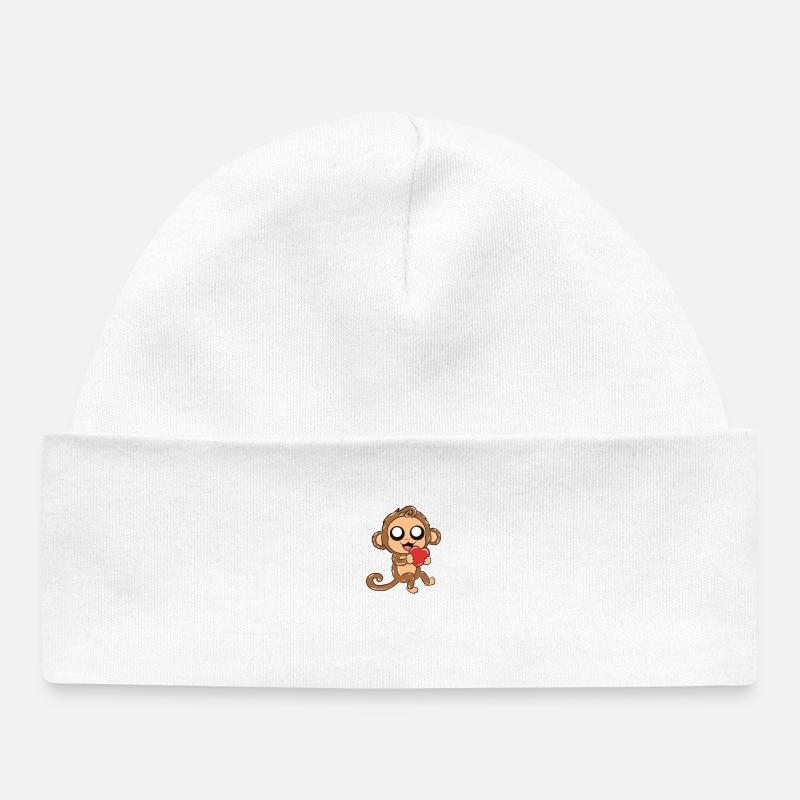 monkey - Baby Organic Beanie - white