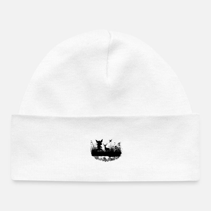 Petite fée avec cerf la nuit - Bonnet bébé bio - blanc