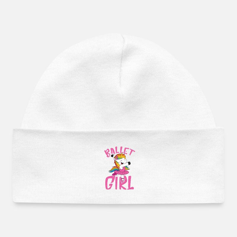 Licorne de ballet à paillettes - Bonnet bébé bio - blanc