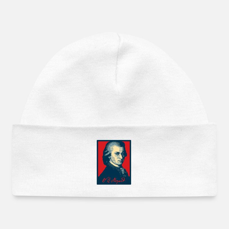 Wolfgang Amadeus Mozart - Cappellino neonato bio - bianco