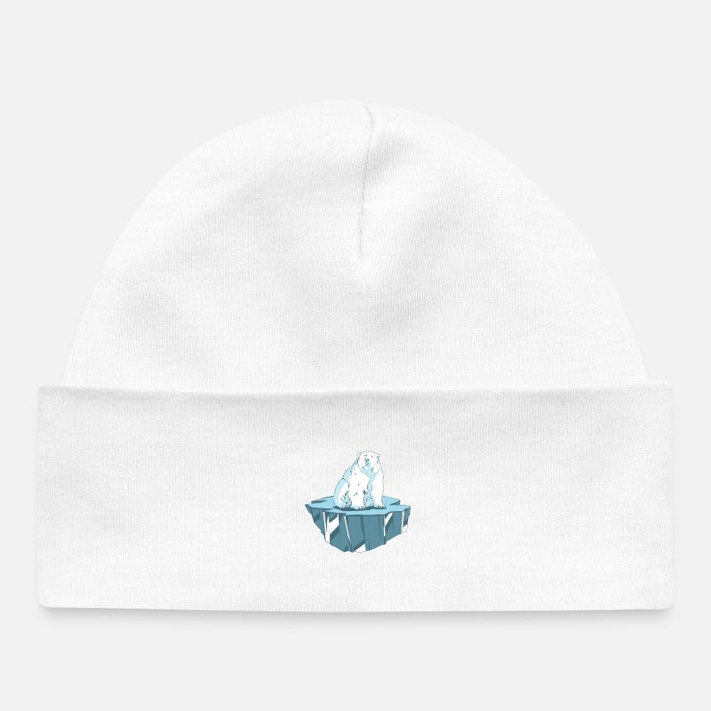 Ours polaire sur la banquise - Bonnet bébé bio - blanc