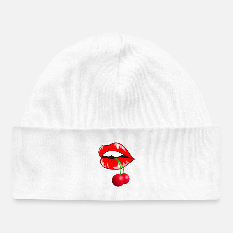 Motif Lèvres Bouche - Bonnet bébé bio - blanc