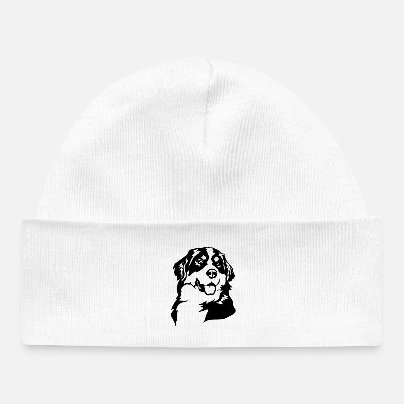 Tête de bouvier bernois - Bonnet bébé bio - blanc