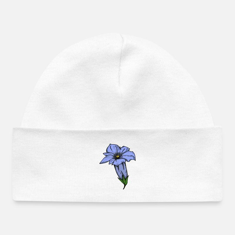 Gentiane, dessinée - Bonnet bébé bio - blanc