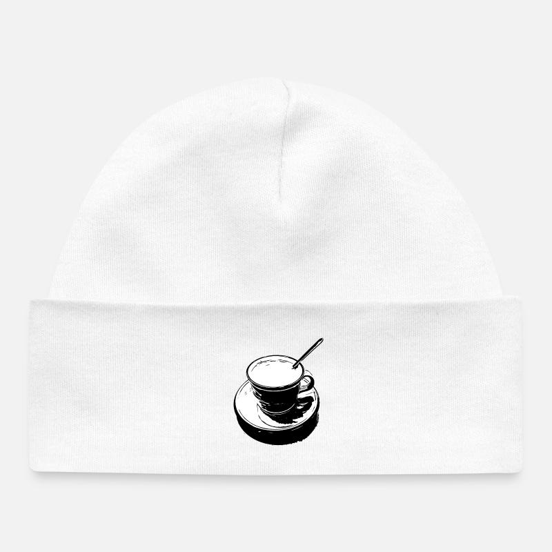 Tasse à café noir et blanc - Bonnet bébé bio - blanc