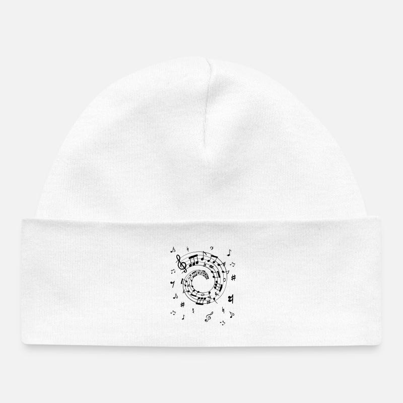 Musical notes - Baby Organic Beanie - white
