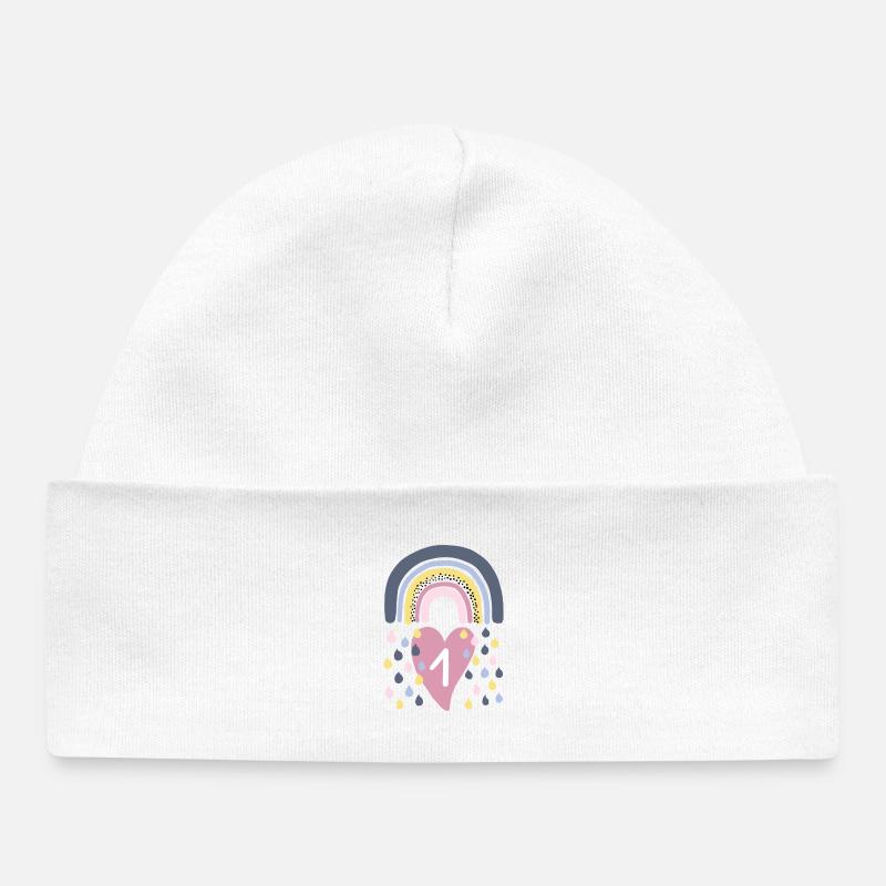 Arc-en-ciel premier 1er anniversaire enfants - Bonnet bébé bio - blanc