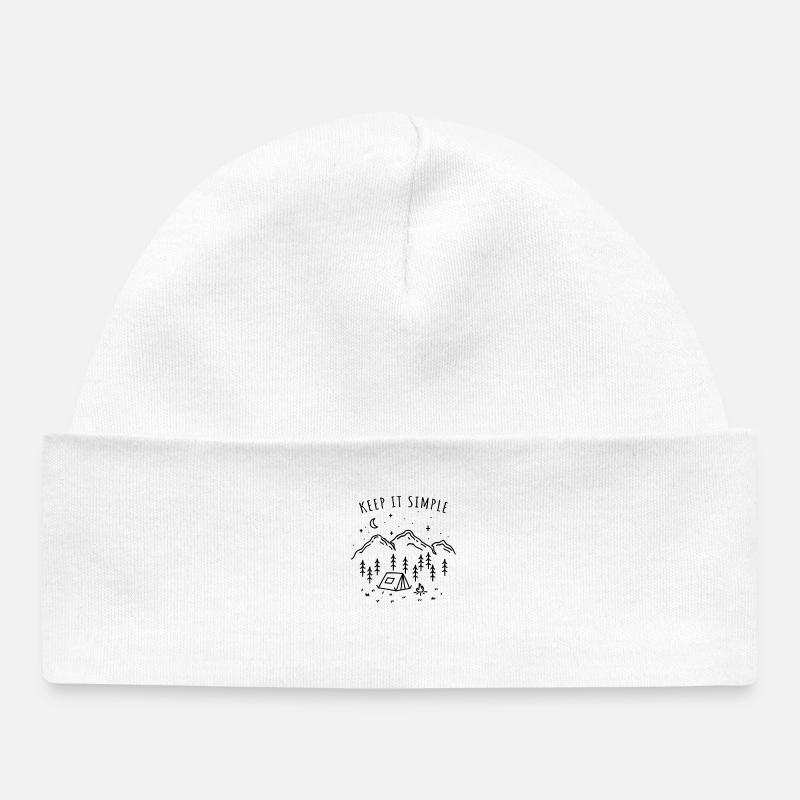 Keep It Simple Tente Camping Nature Montagnes Minimalist - Bonnet bébé bio - blanc
