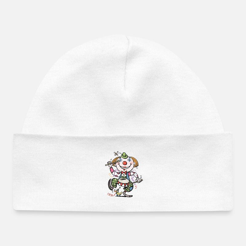 Design du batteur clown de dessin animé - Bonnet bébé bio - blanc