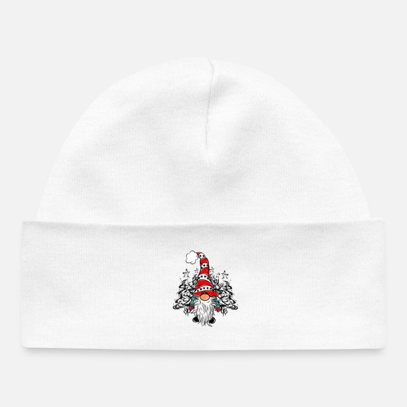 Gnome Art de Noël - Bonnet bébé bio - blanc