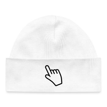 Hand pointing something with the index finger - Baby Organic Beanie - white - Front
