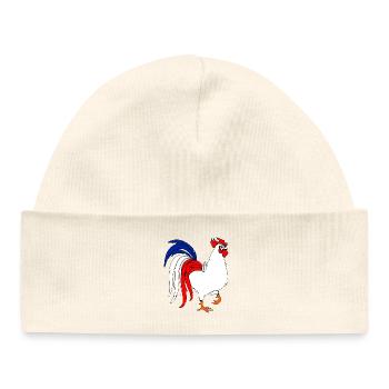 coq coq Français avec français trois couleurs - Bonnet bébé bio - blanc - Devant
