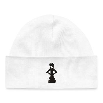 Angry Chess Queen – Chess Queen Design - Baby Organic Beanie - white - Front