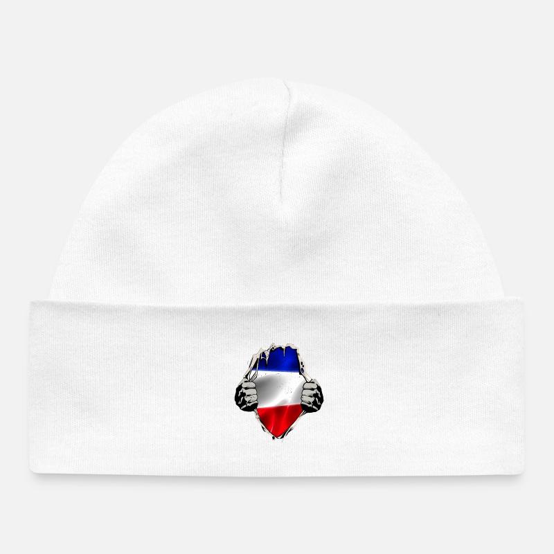 Drapeau rouge bleu-blanc - Bonnet bébé bio - blanc