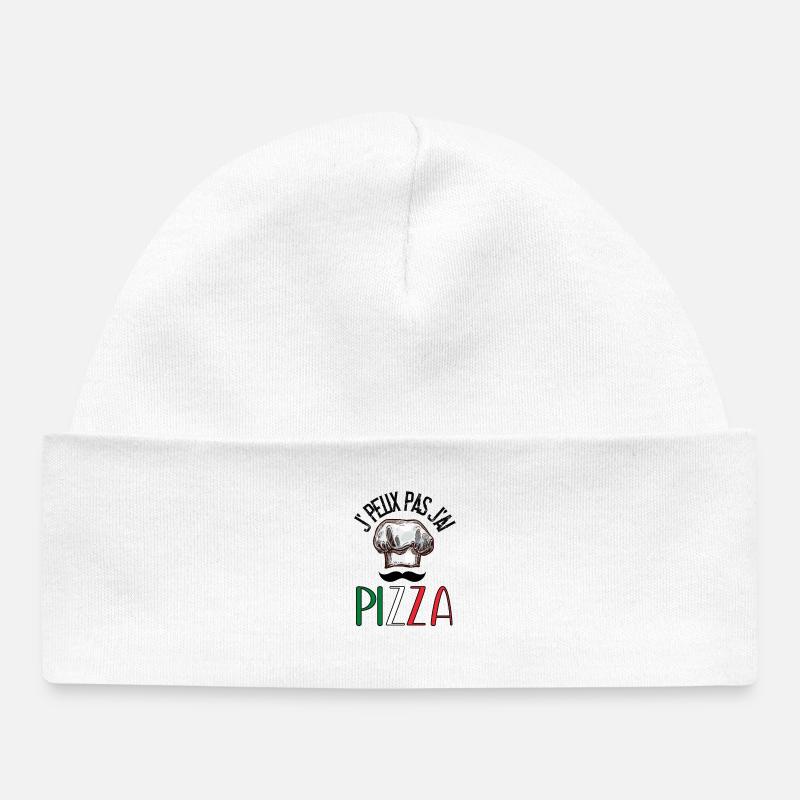 J' peux pas j'ai Pizza - Humour - Bonnet bébé bio - blanc