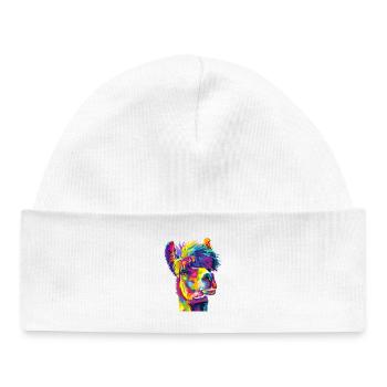 Lama arcenciel audacieux - Bonnet bébé bio - blanc - Devant