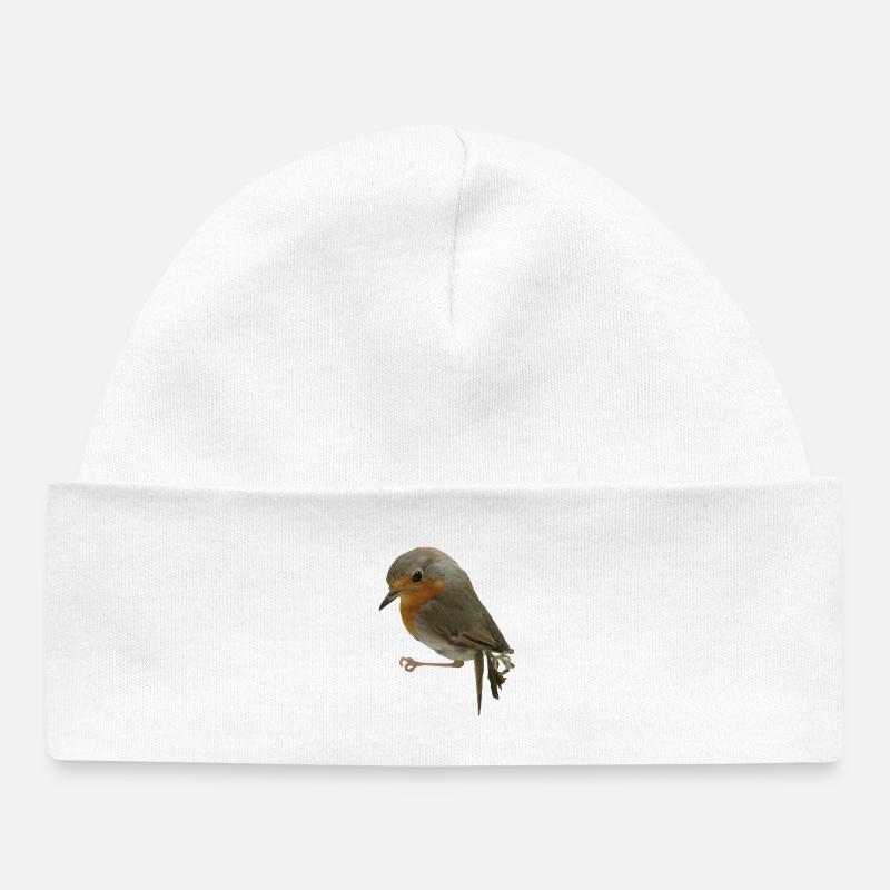 Rouge-gorge - Bonnet bébé bio - blanc