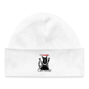 Funny Cat Rocks Heavy Metal Festival Motif - Baby Organic Beanie - white - Front