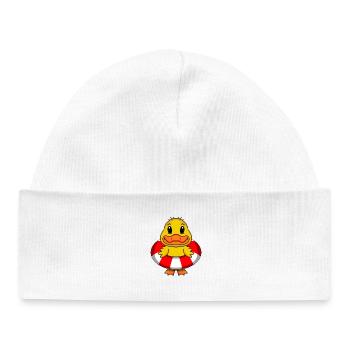 Bouée de sauvetage duck swimming - Bonnet bébé bio - blanc - Devant
