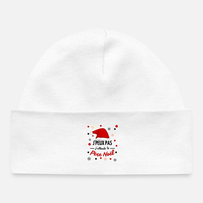 je peux pas j attends le père noël - Bonnet bébé bio - blanc