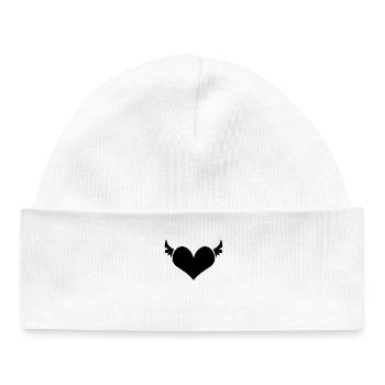 Heart Angel Wings - Baby Organic Beanie - white - Front