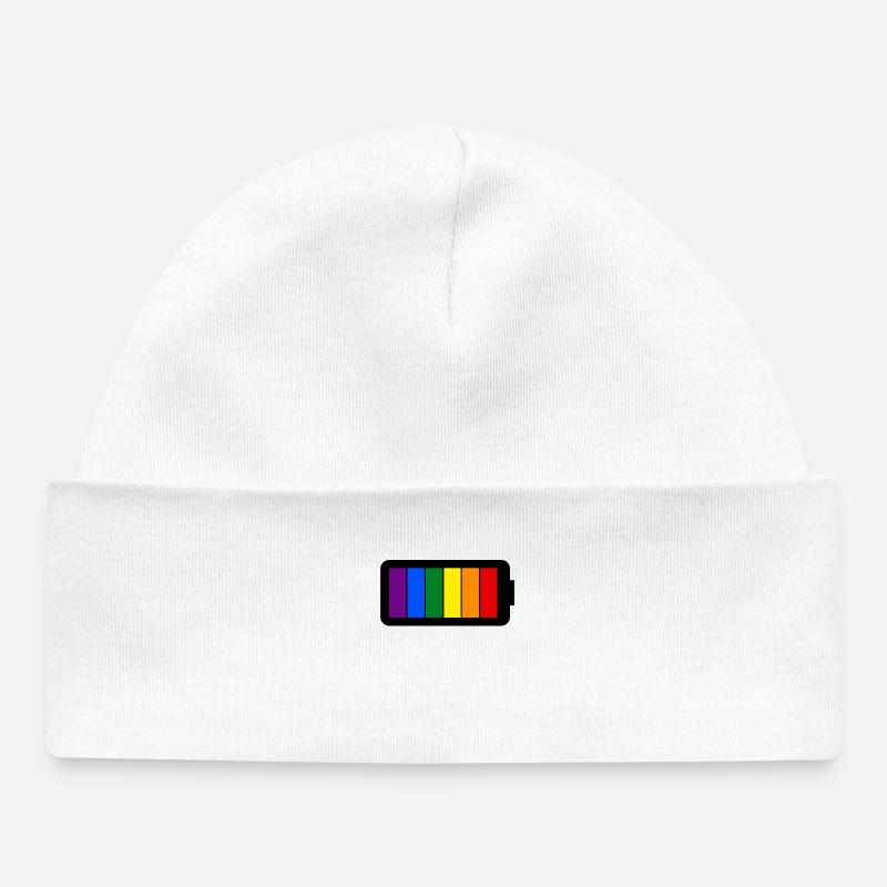 Regenbogenfarben Batterie Loading - Gay Pride - Baby Organic Mütze - Weiß