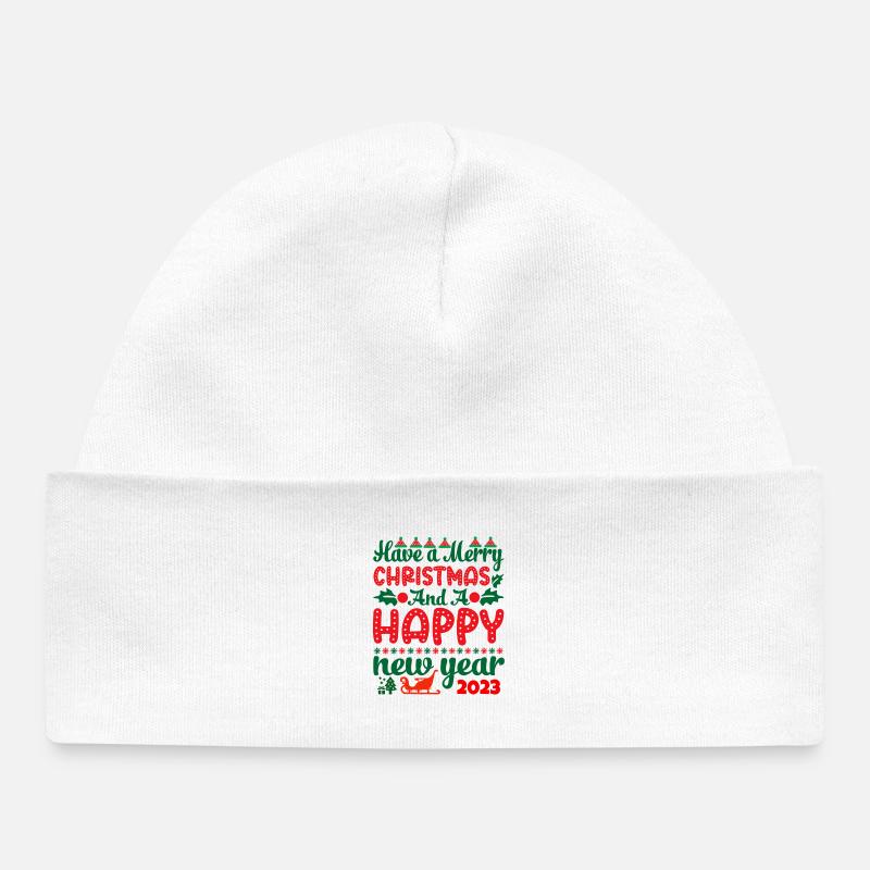 Noël, noël, noël, noël, noël, noël, noël, noël - Bonnet bébé bio - blanc
