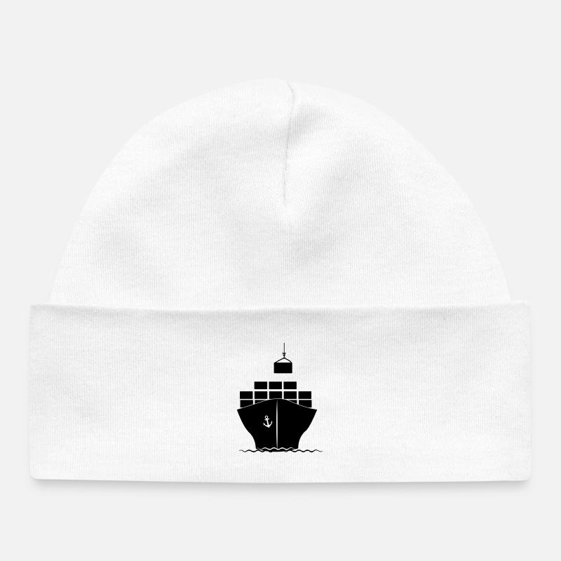 Seecontainerboot mit Kranbeladung - Baby Organic Mütze - Weiß