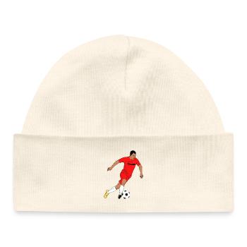 Roter Fußballer im Team-Design - Baby Organic Mütze - Weiß - Vorne