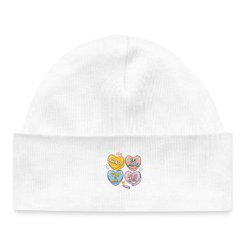 Candy Hearts Retro Valentine's Day - Baby Organic Beanie - white - Front