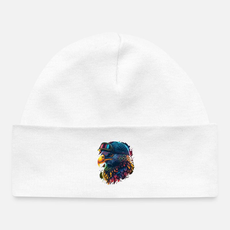 Aigle coloré en casque hitech - Bonnet bébé bio - blanc