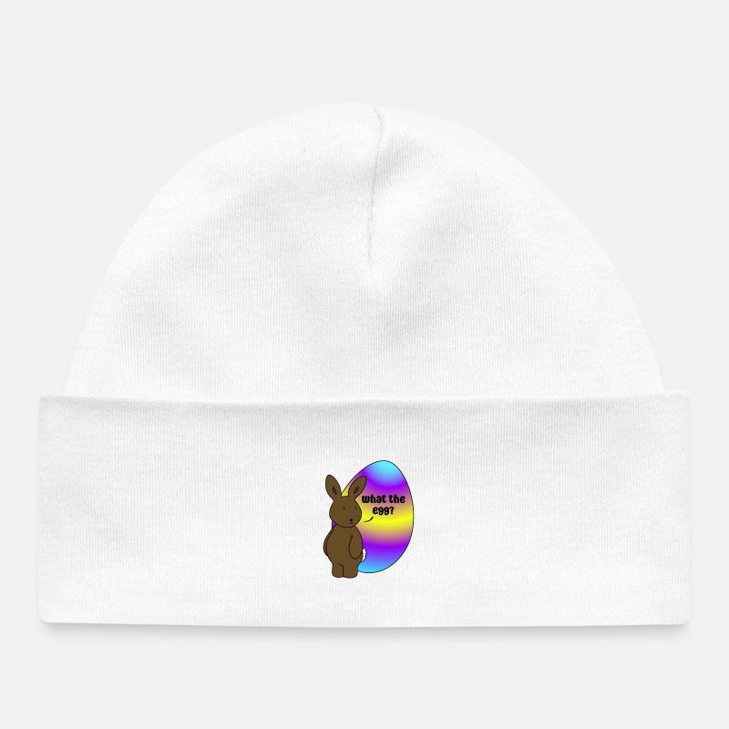 Joyeuses Pâques - Lapin de Pâques avec œuf de Pâques - Bonnet bébé bio - blanc