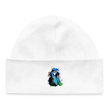 Blue macaw parrot on floral background - Baby Organic Beanie - white - Front