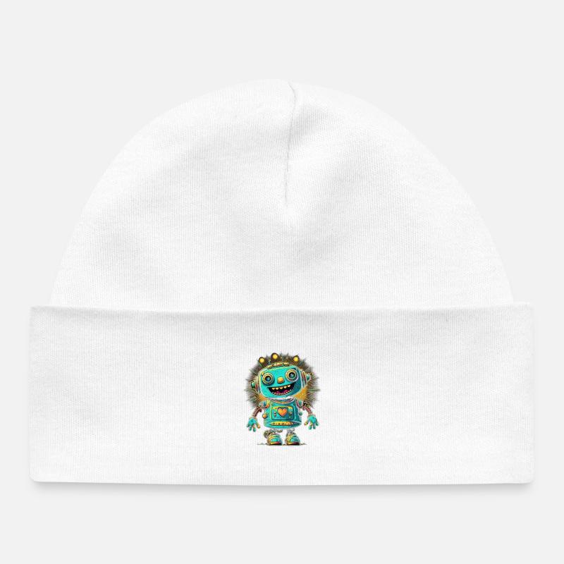 Kawaii Heart Bot Neon Burst - Bonnet bébé bio - blanc