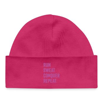 Courir. Sueur. Conquérir. Répéter. - Bonnet bébé bio - blanc - Devant