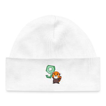 9. Geburtstag Motiv Roter Panda - neun Jahre alt - Baby Organic Mütze - Weiß - Vorne
