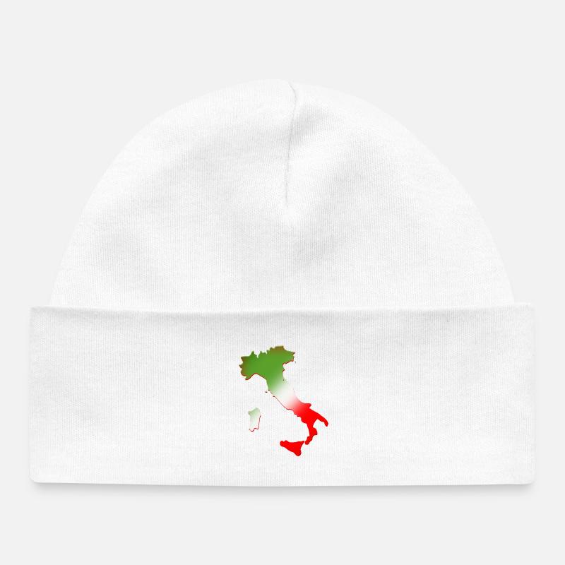 Carte de l’Italie avec drapeau tricolore - Bonnet bébé bio - blanc