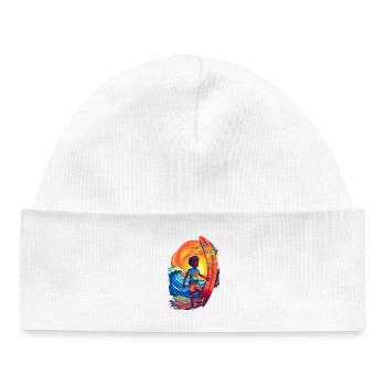 Surfer with sunbeam motif - Baby Organic Beanie - white - Front
