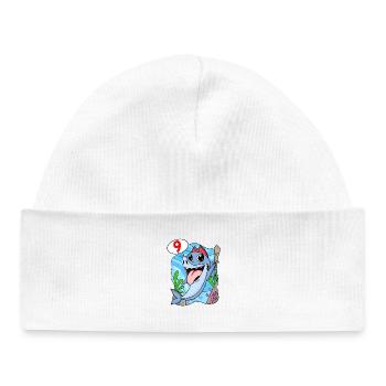 9th Birthday Motif Shark Pirate - Nine Years - Baby Organic Beanie - white - Front