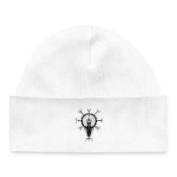 Vegvisir Wotansknoten Wikinger Runen Kompass - Baby Organic Mütze - Weiß - Vorne