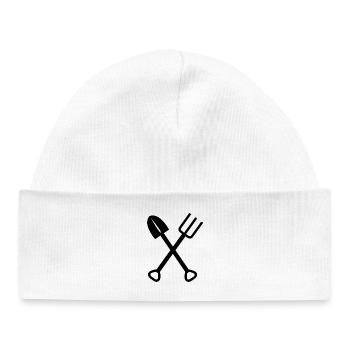 Spade Rake Rake Symbol Symbole de jardin Outils - Bonnet bébé bio - blanc - Devant