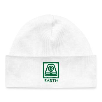 Symbole de la terre verte dans le texte carré 'EARTH' - Bonnet bébé bio - blanc - Devant