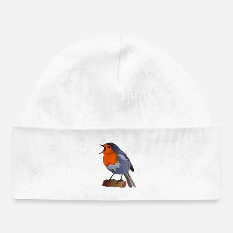 Robin Bird Illustration über Textil - Baby Organic Mütze - Weiß