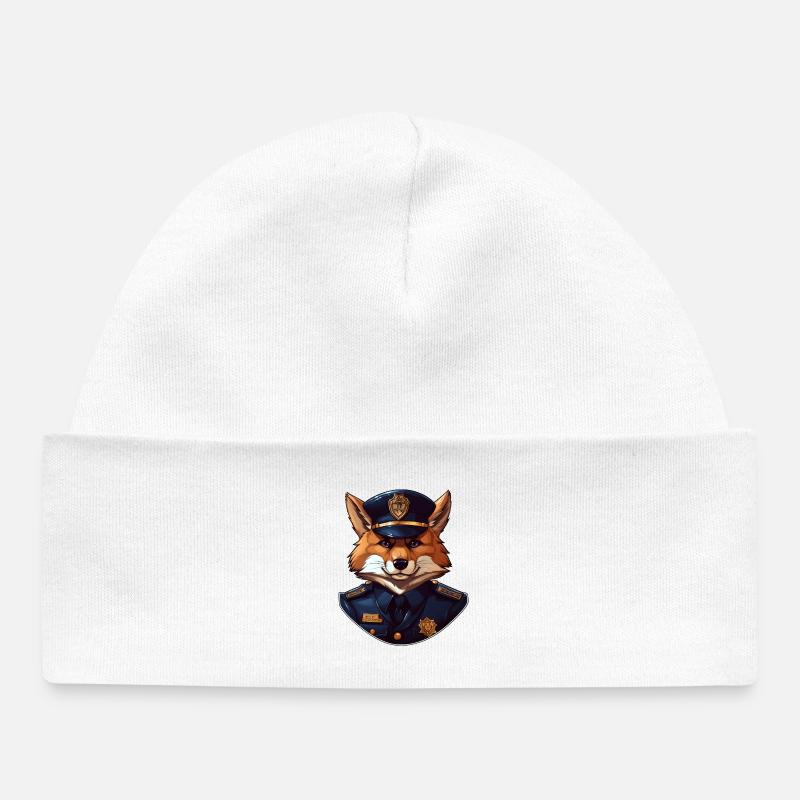 Renard policier - Bonnet bébé bio - blanc