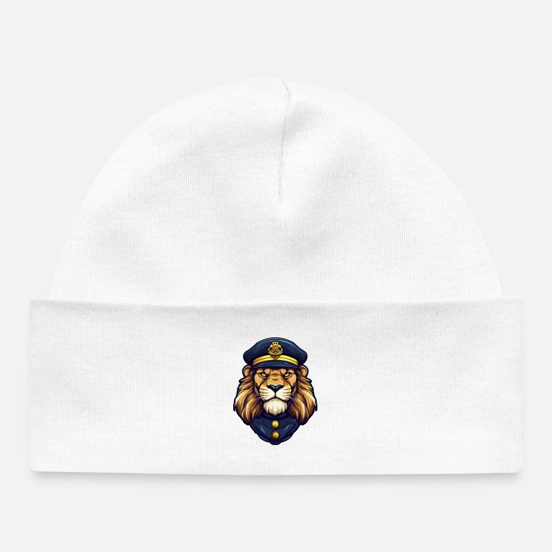 Policière Lion - Bonnet bébé bio - blanc