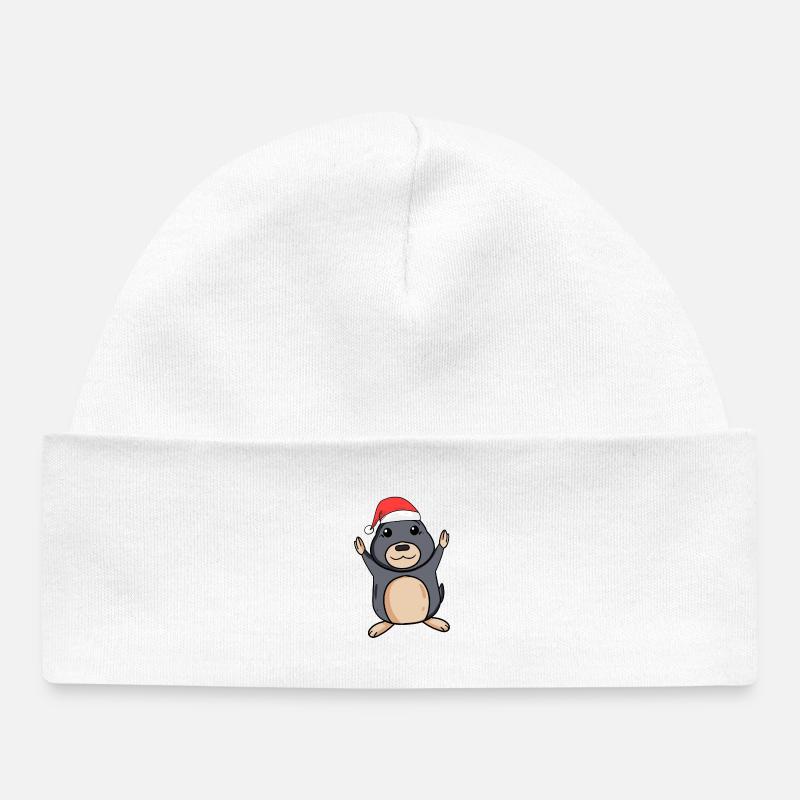 Taupe Noël - Bonnet bébé bio - blanc