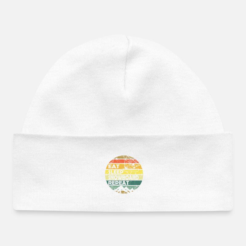Mange Dors Snowboard Répéter Cercle Rétro - Bonnet bébé bio - blanc