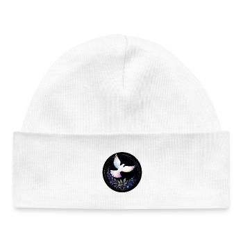 Pigeon pastel dans le cercle des étoiles - Bonnet bébé bio - blanc - Devant