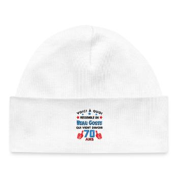 70 ans anniversaire homme cadeau humour drôle - Bonnet bébé bio - blanc - Devant