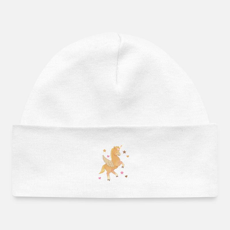 Licorne, Cheval, Poney, Pégase - Bonnet bébé bio - blanc